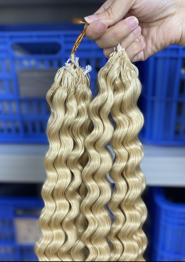 Deep Wave- Ice Blond #613 - Crochet Braids Miracle Knots - 100% Cheveux Humains - 100g/paquet