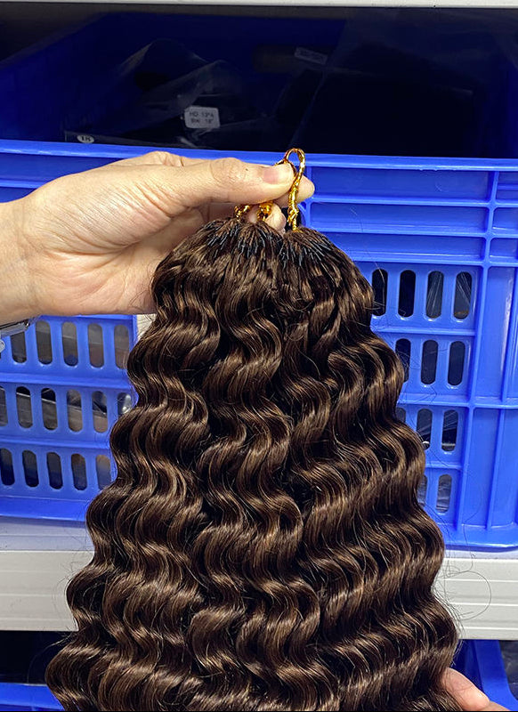 Deep Wave- #2 Brun foncé - Crochet Braids Miracle Knots - 100% Cheveux Humains - 100g/paquet