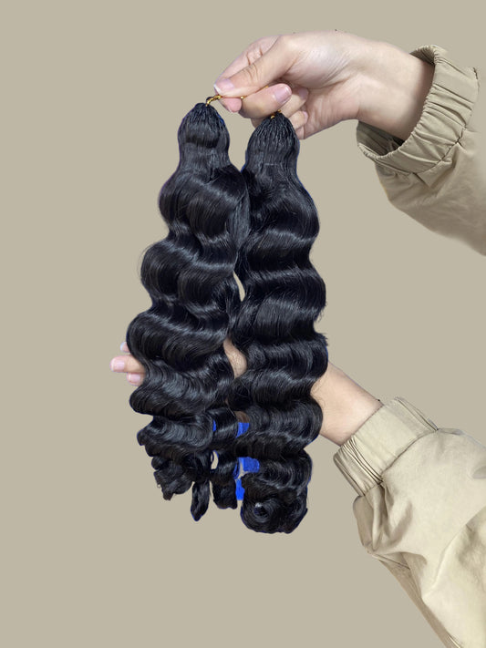 Loose Wave Crochet Braids Miracle Knots - 100% Cheveux Humains - 100g/paquet -Noir #1