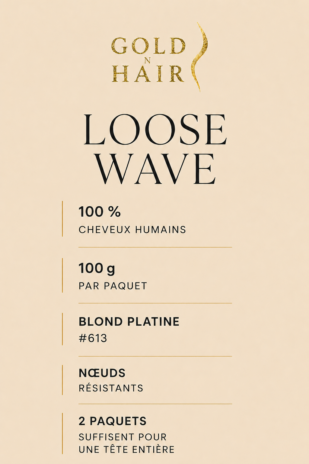 Ice Blond Loose Wave Crochet Braids - 100% Human Hair - #613