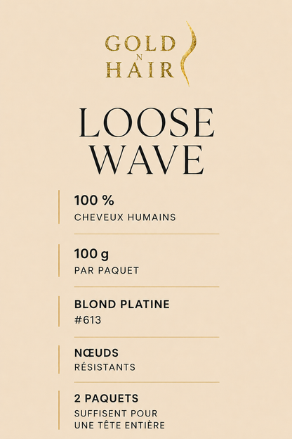 Ice Blond Loose Wave Crochet Braids - 100% Human Hair - #613