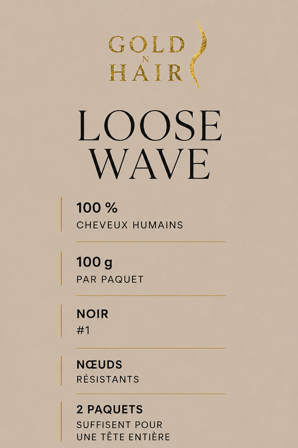 Loose Wave Crochet Braids 100% Cheveux Humains Noir #1