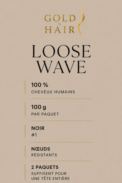 Loose Wave Crochet Braids 100% Cheveux Humains Noir #1