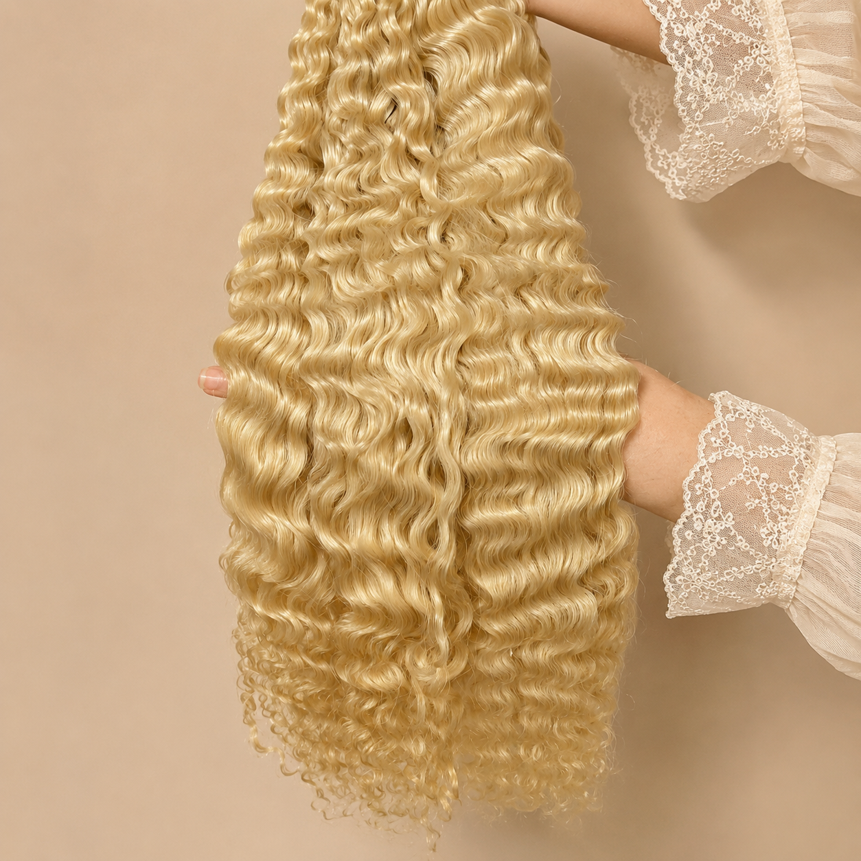Ice Blond Burmese Curly Crochet Braids - 100% Premium Human Hair - Color #613 Blond Platine