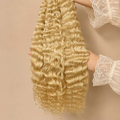 Ice Blond Burmese Curly Crochet Braids - 100% Premium Human Hair - Color #613 Blond Platine