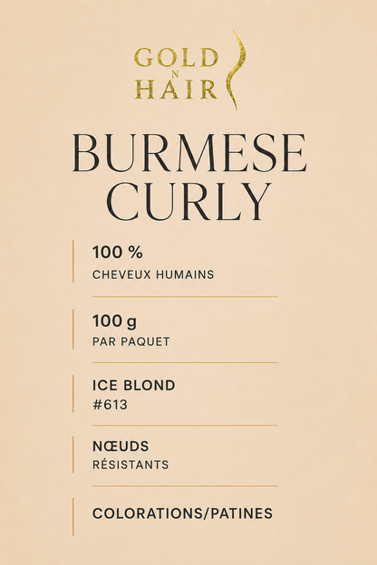 Ice Blond Burmese Curly Crochet Braids - 100% Premium Human Hair - Color #613 Blond Platine