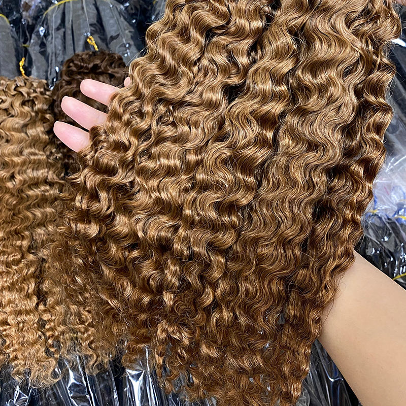 Burmese Curly Crochet Braids - 100% Premium Human Hair - #30 Caramel Blonde