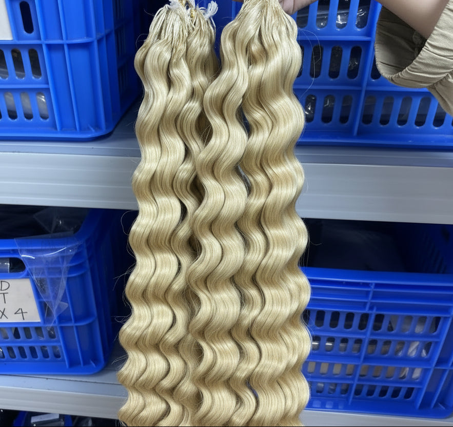 Deep Wave- Ice Blond #613 - Crochet Braids Miracle Knots - 100% Cheveux Humains - 100g/paquet