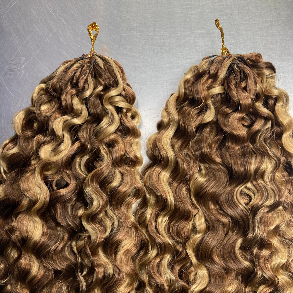 Crochet Braids Rizo Birmano – 100% Cabello Humano – 100g/paquete – Mechas Rubio Miel #4/27/613