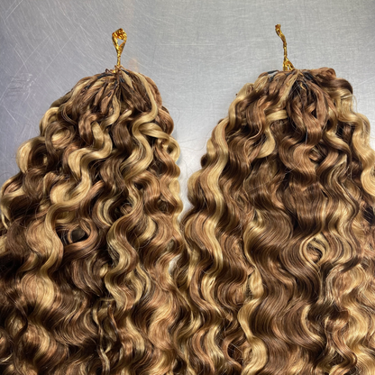 Crochet Braids Rizo Birmano – 100% Cabello Humano – 100g/paquete – Mechas Rubio Miel #4/27/613