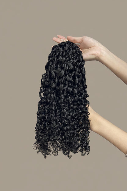 Pixie Curl Crochet Braids Miracle Knots - 100% Cheveux Humains - 100g/paquet -Noir #1