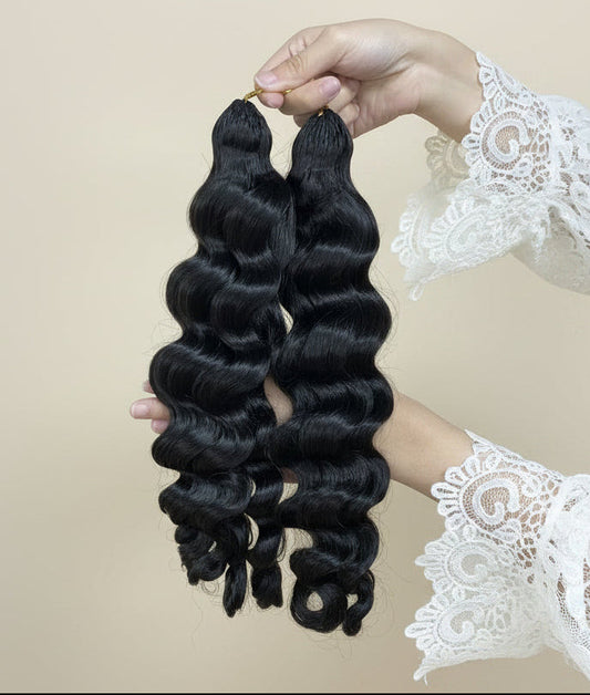Loose Wave Crochet Braids Miracle Knots - 100% Cheveux Humains - 100g/paquet -Noir #1