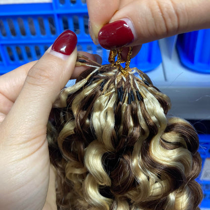 Crochet Braids Burmese Curly – 100%Premium Human Hair – 100g/pack – Honey Blonde Highlight #4/27/613