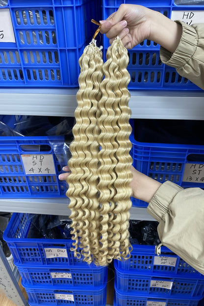 Deep Wave- Ice Blond #613 - Crochet Braids Miracle Knots - 100% Cheveux Humains - 100g/paquet