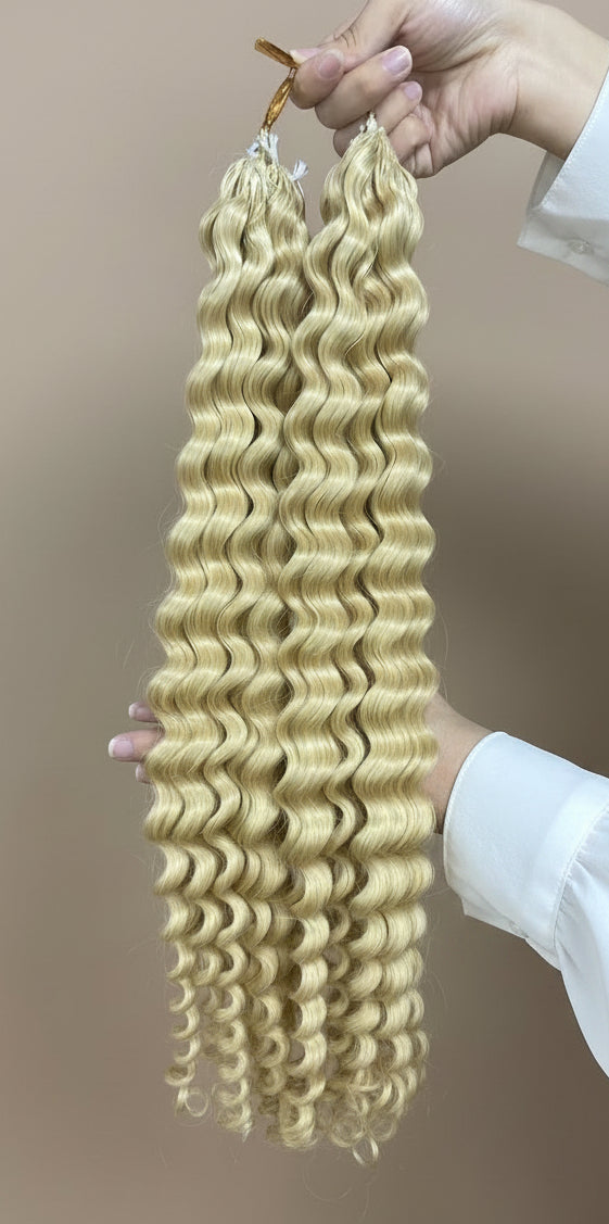Deep Wave- Ice Blond #613 - Crochet Braids Miracle Knots - 100% Cheveux Humains - 100g/paquet