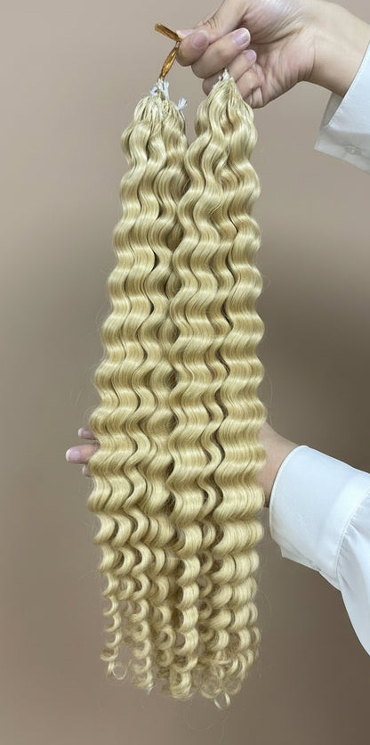 Deep Wave- Ice Blond #613 - Crochet Braids Miracle Knots - 100% Cheveux Humains - 100g/paquet