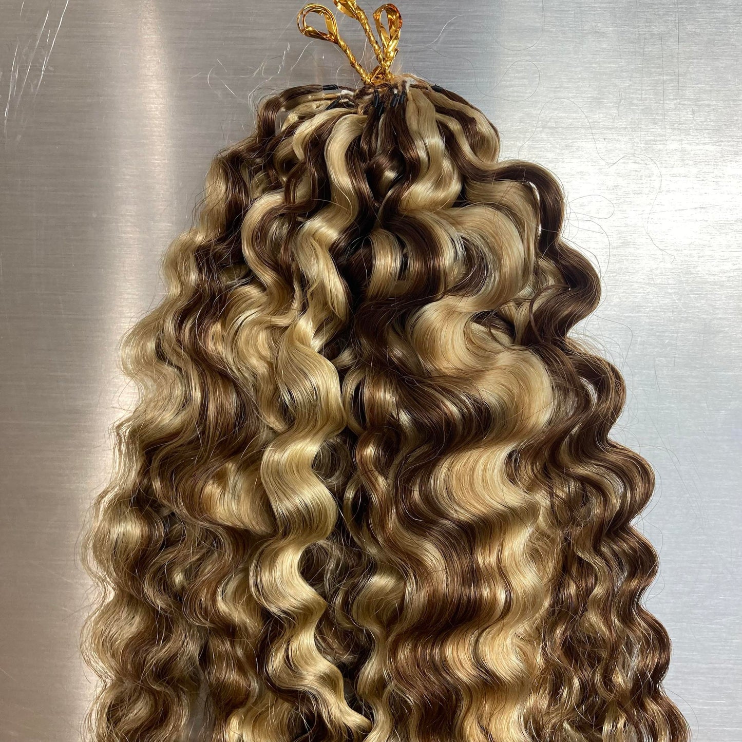 Crochet Braids Burmese Curly – 100%Premium Human Hair – 100g/pack – Honey Blonde Highlight #4/27/613