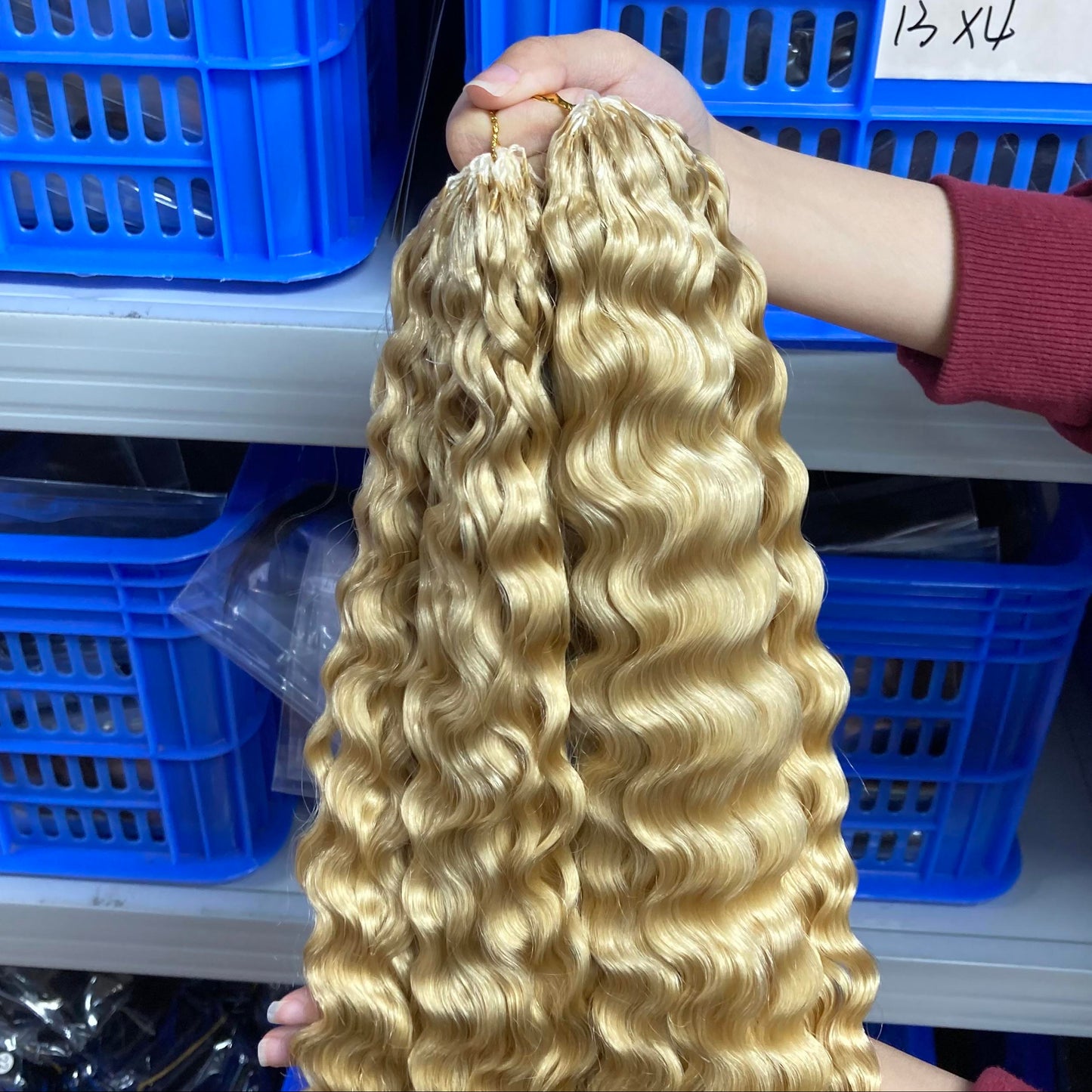 Ice Blond Burmese Curly Crochet Braids - 100% Premium Human Hair - Color #613 Blond Platine