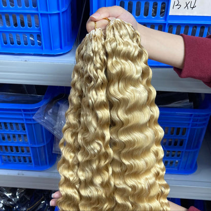 Ice Blond Burmese Curly Crochet Braids - 100% Premium Human Hair - Color #613 Blond Platine