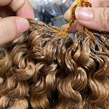 Burmese Curly Crochet Braids - 100% Premium Human Hair - #30 Caramel Blonde