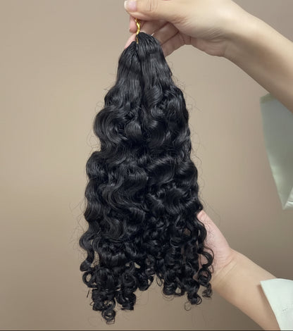 Burmese Curl Crochet Braids Miracle Knots - 100% Cheveux Humains - 100g/paquet -Noir #1