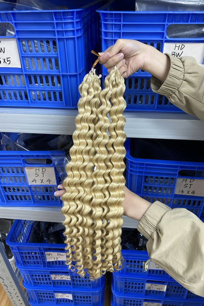Deep Wave- Ice Blond #613 - Crochet Braids Miracle Knots - 100% Cheveux Humains - 100g/paquet