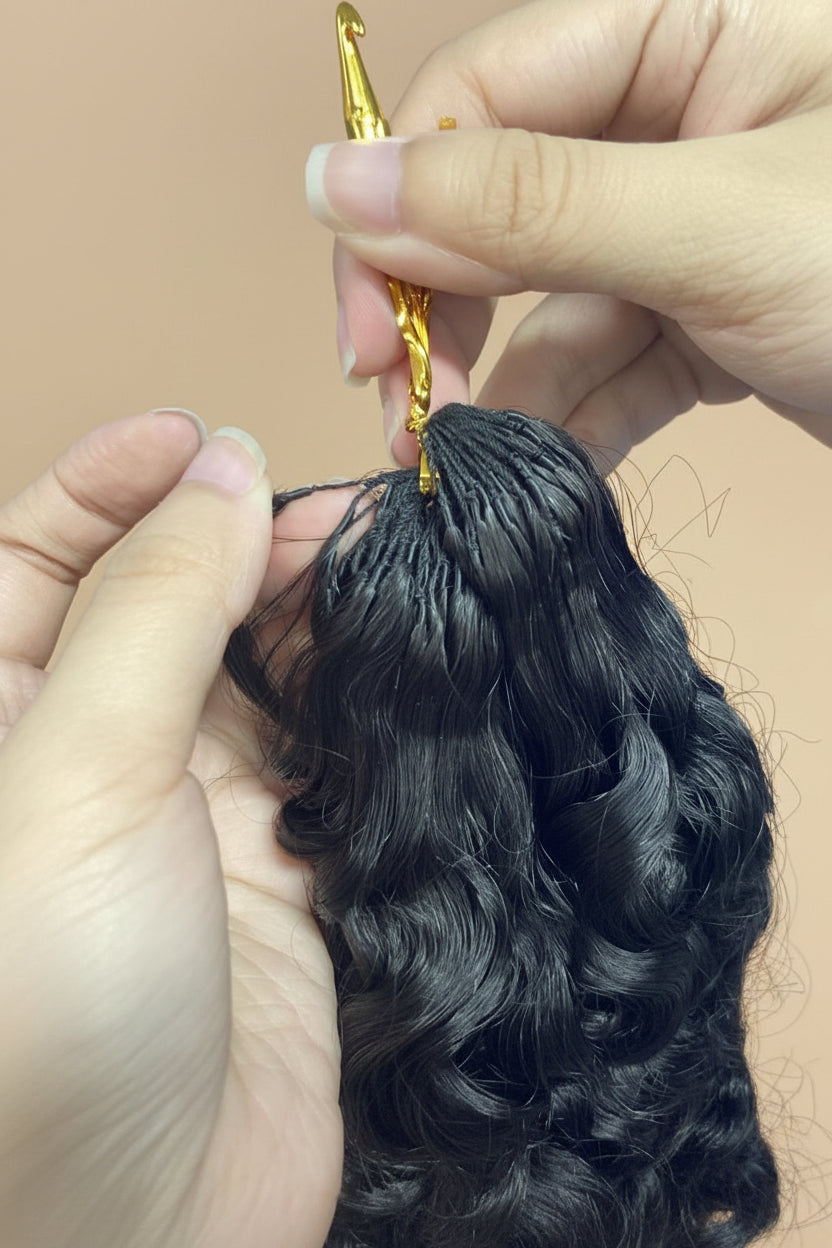Burmese Curl Crochet Braids Miracle Knots - 100% Cheveux Humains - 100g/paquet -Noir #1