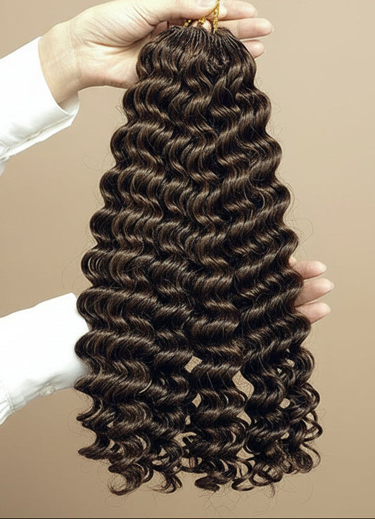 Deep Wave- #2 Brun foncé - Crochet Braids Miracle Knots - 100% Cheveux Humains - 100g/paquet
