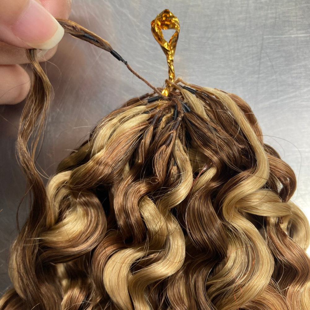 Crochet Braids Rizo Birmano – 100% Cabello Humano – 100g/paquete – Mechas Rubio Miel #4/27/613