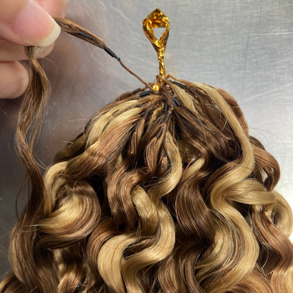 Crochet Braids Rizo Birmano – 100% Cabello Humano – 100g/paquete – Mechas Rubio Miel #4/27/613