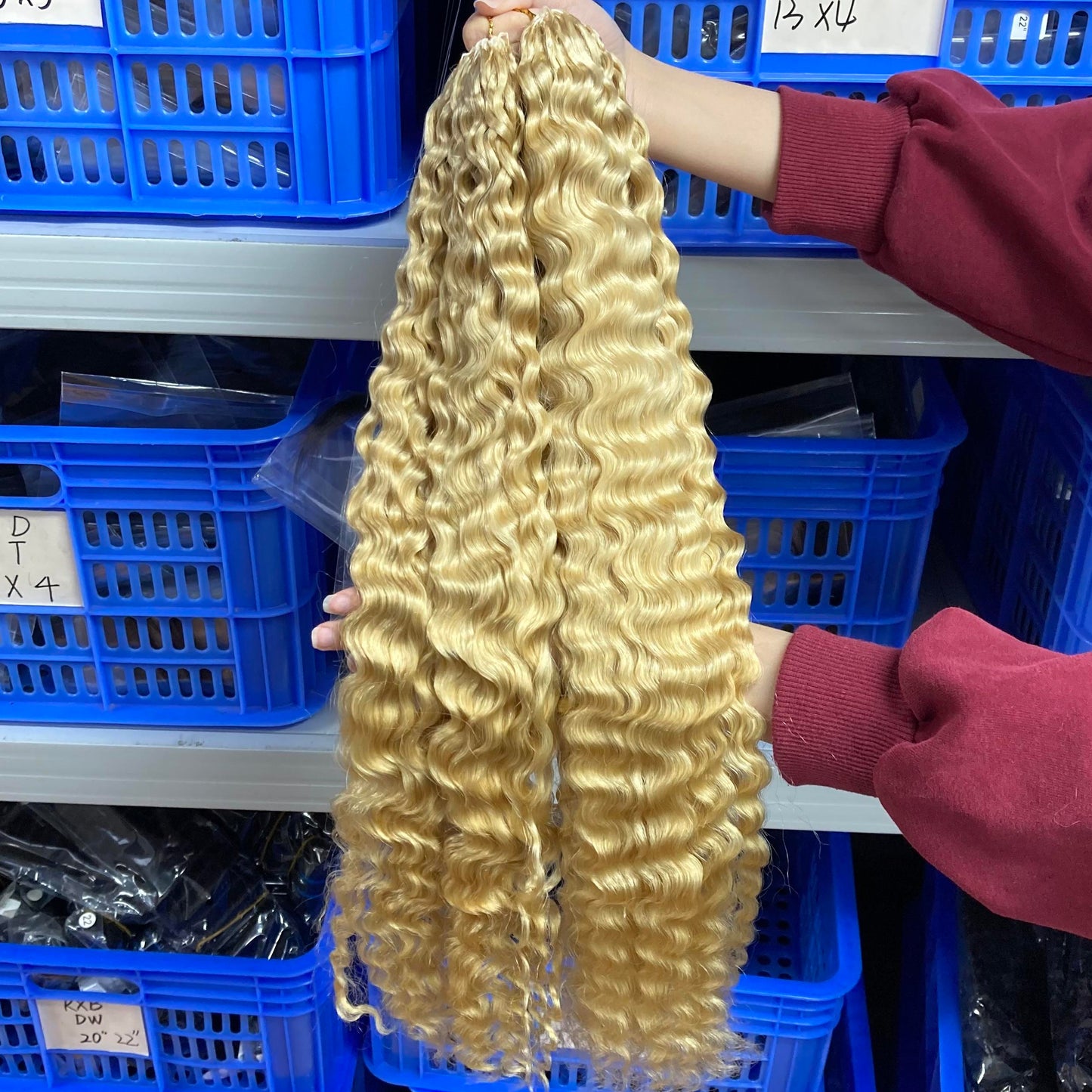 Ice Blond Burmese Curly Crochet Braids - 100% Premium Human Hair - Color #613 Blond Platine
