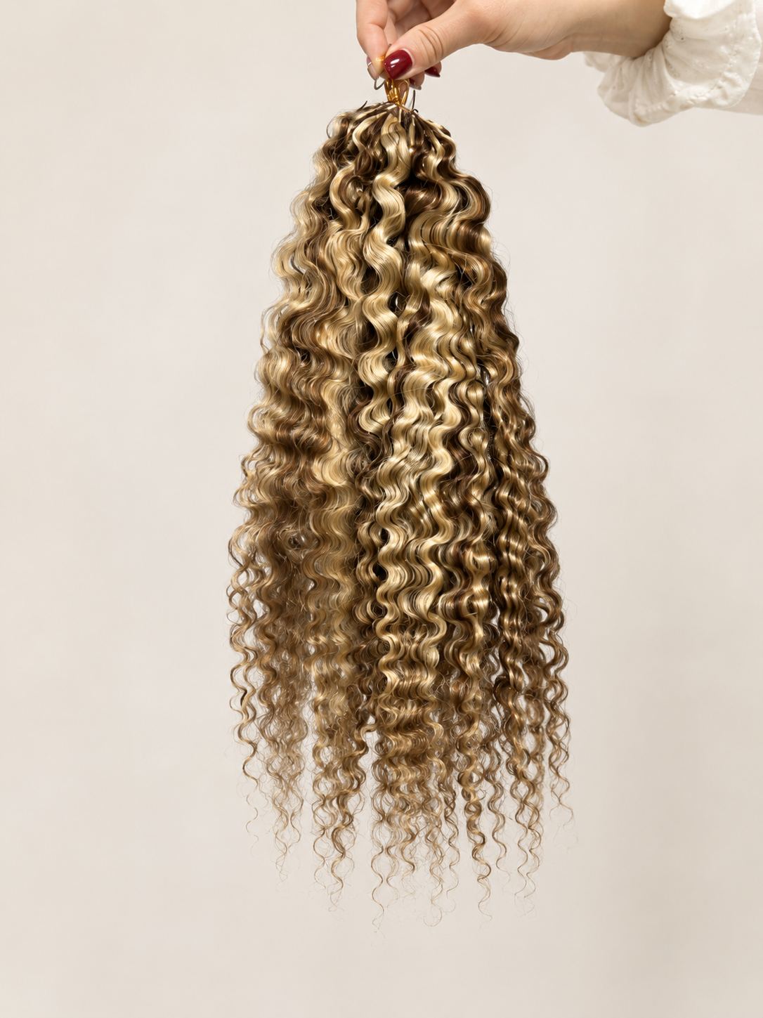Crochet Braids Burmese Curly – 100%Premium Human Hair – 100g/pack – Honey Blonde Highlight #4/27/613