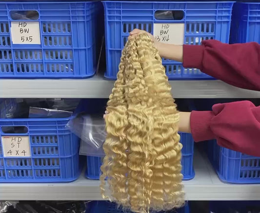 Ice Blond Burmese Curly Crochet Braids  Miracle Knots - 100% Premium Human Hair - Color #613 Blond Platine