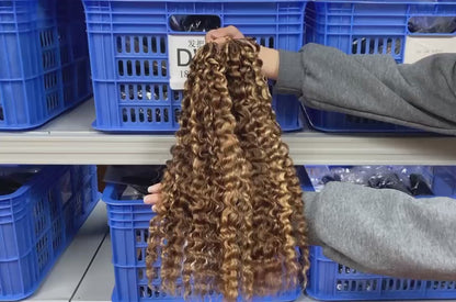 Crochet Braids Rizo Birmano – 100% Cabello Humano – 100g/paquete – Mechas Rubio Miel #4/27/613